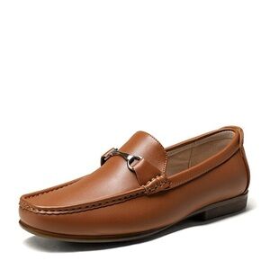 NWT Bruno Marc Men's Brown Metallic Bit Detail Loafers 10.5